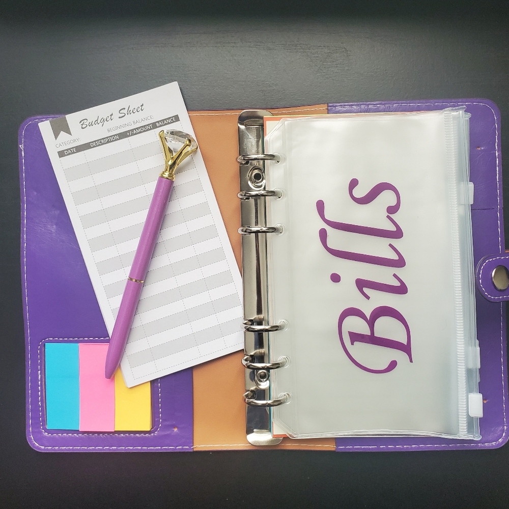 Purple A6 Budget Binder with Cash Envelopes